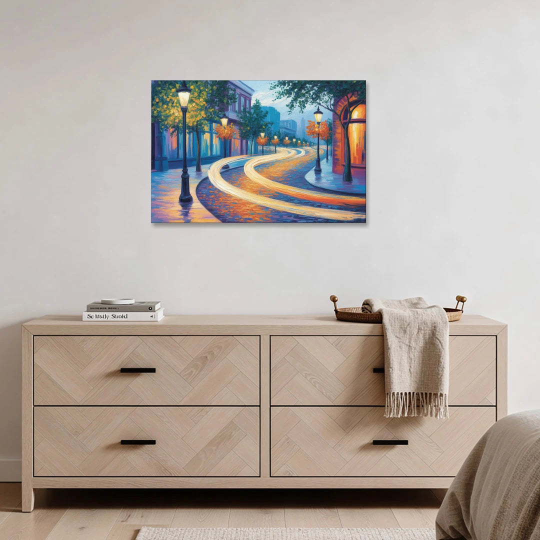 Crescent Street Lights - Canvas Wall Art - Coffee Table - 36x24