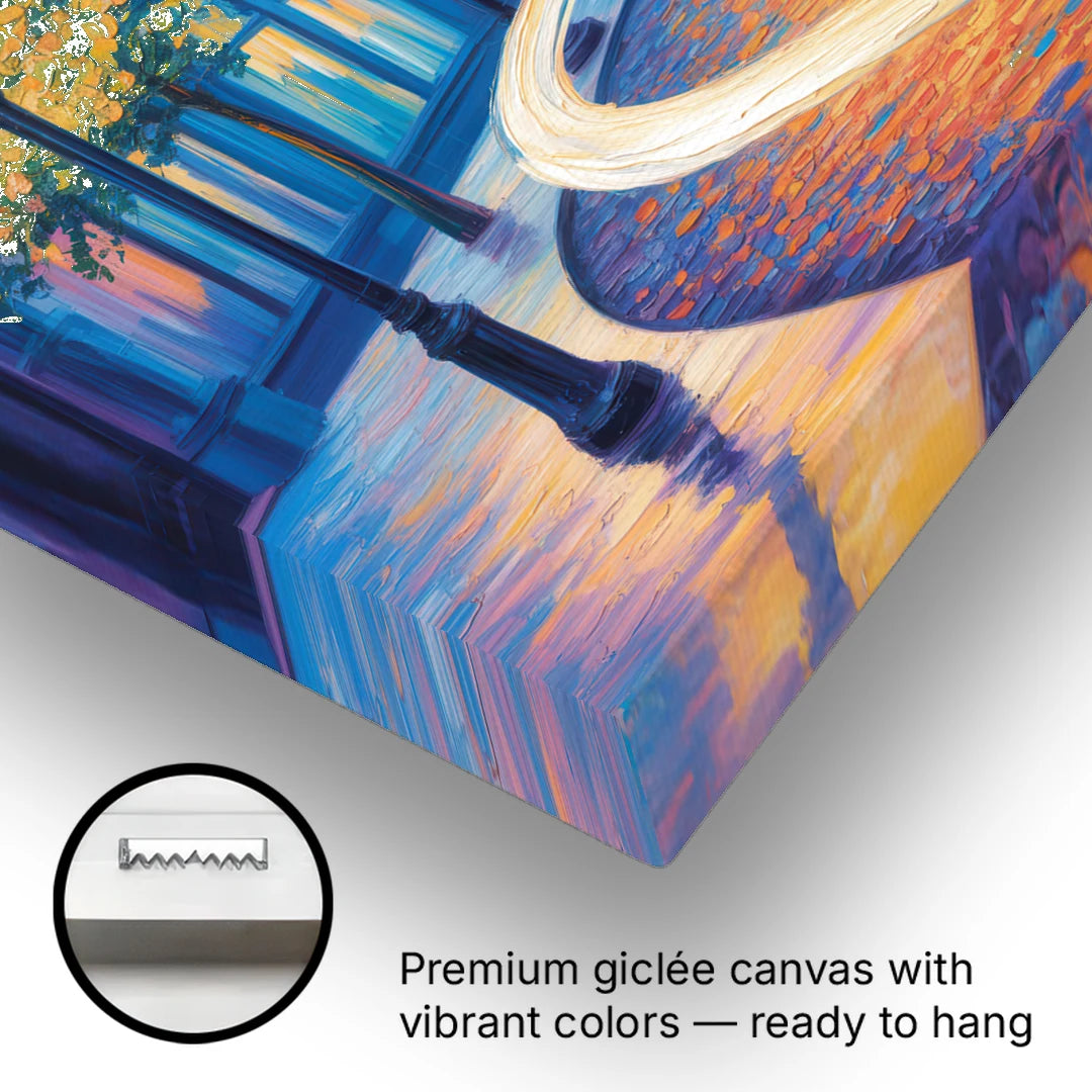 Crescent Street Lights - Canvas Wall Art - Gallery Wrap Corner