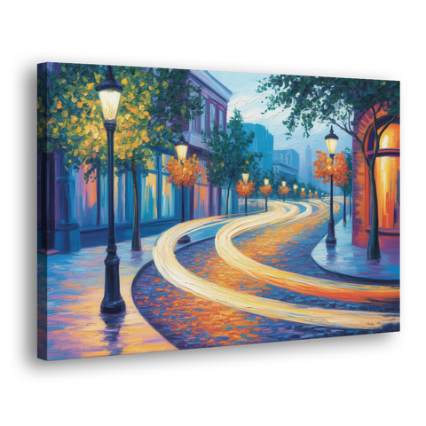 Crescent Street Lights - Canvas Wall Art - Side