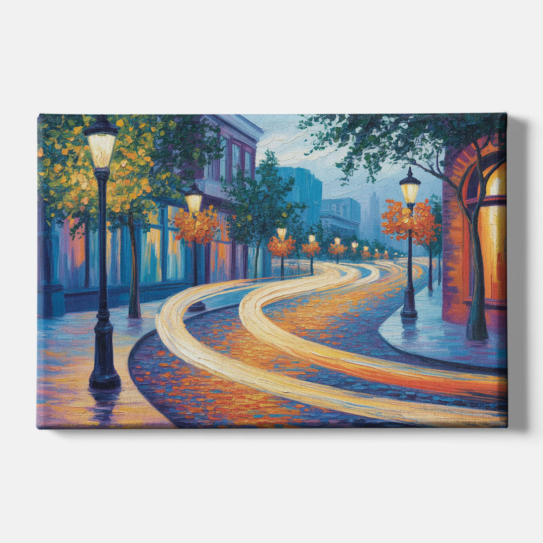 Crescent Street Lights - Canvas Wall Art