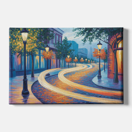 Crescent Street Lights - Canvas Wall Art