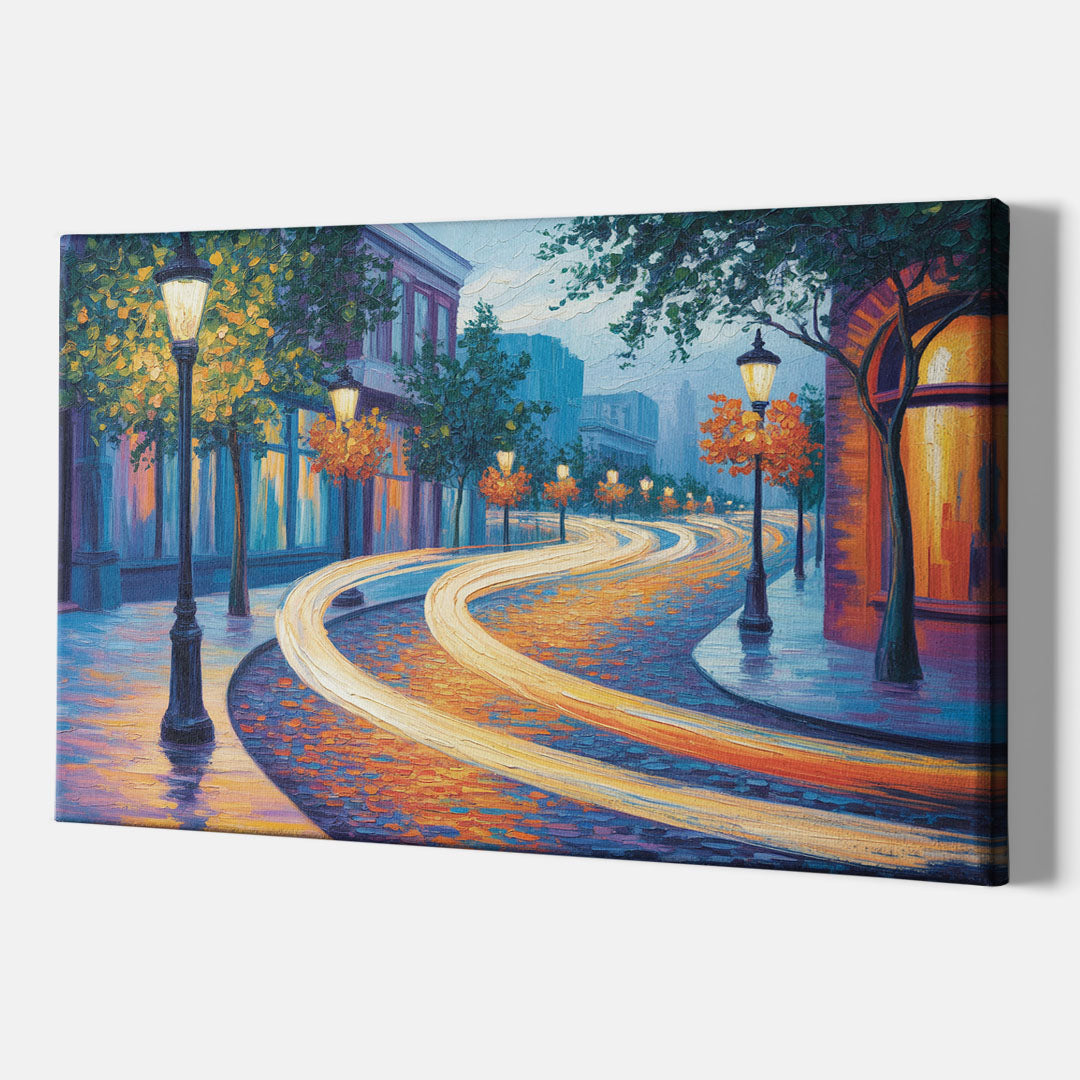 Crescent Street Lights - Canvas Print Art Sides