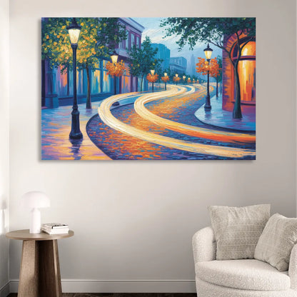 Crescent Street Lights Living Room - Canvas Wall Art