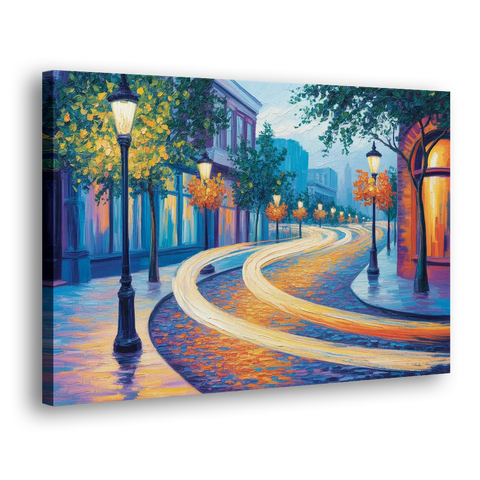 Crescent Street Lights - Canvas Wall Art