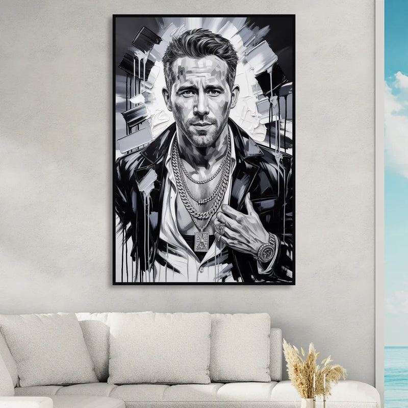 Crimson Charm Living Room - Black Canvas Wall Art