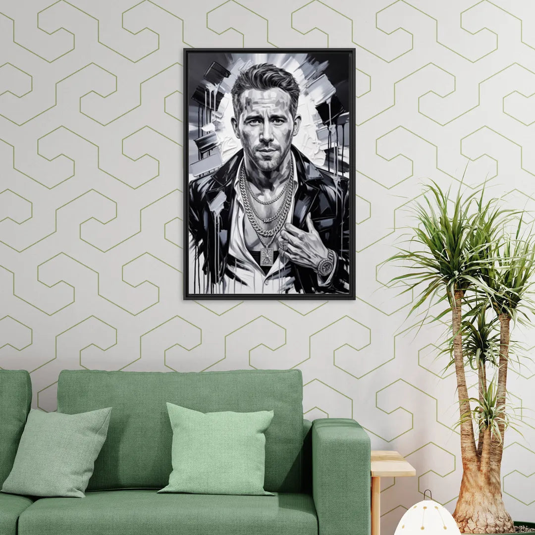 Crimson Charm - Living Room Black Frame Canvas