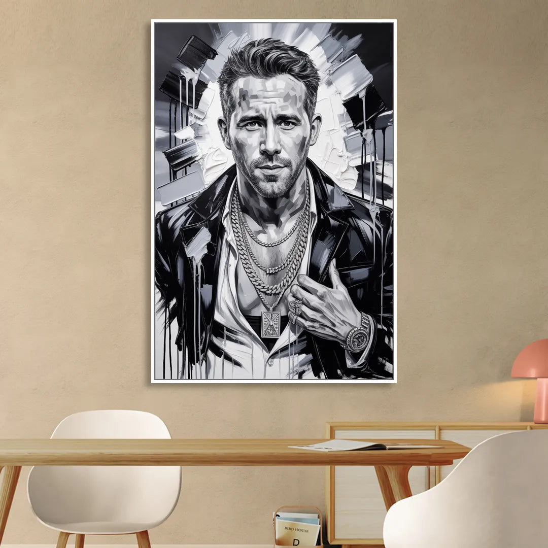 Crimson Charm Living Room - White Canvas Wall Art