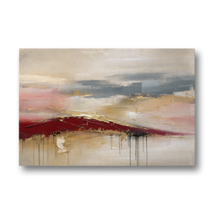 Crimson Ridge with Gold Seams in Ivory Haze - Canvas Wall Art - Front