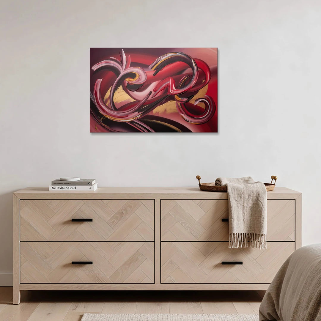 Crimson Whirlwind Red Abstract - Canvas Wall Art - Coffee Table - 36x24