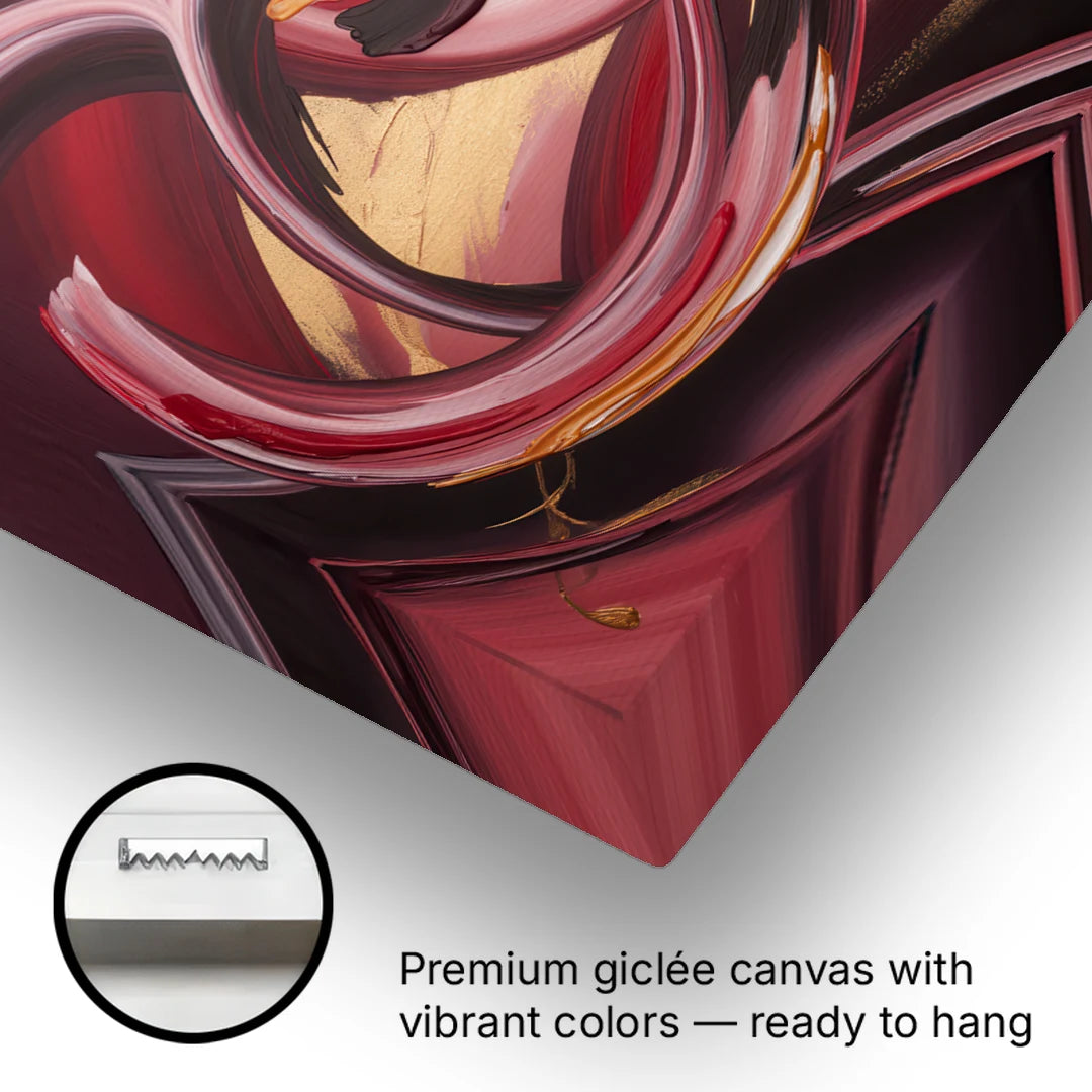 Crimson Whirlwind Red Abstract - Canvas Wall Art - Gallery Wrap Corner
