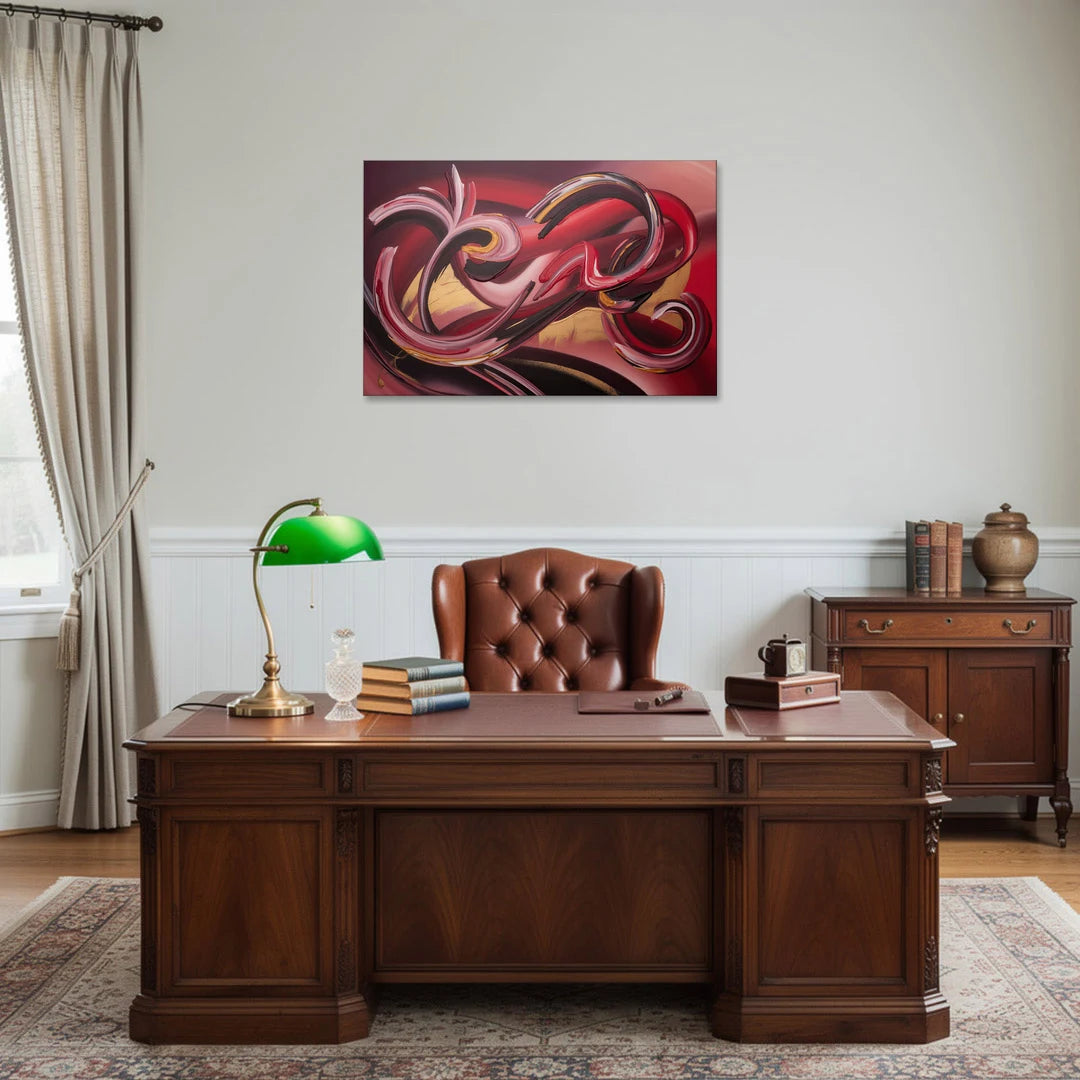 Crimson Whirlwind Red Abstract - Canvas Wall Art - Office - 36x24