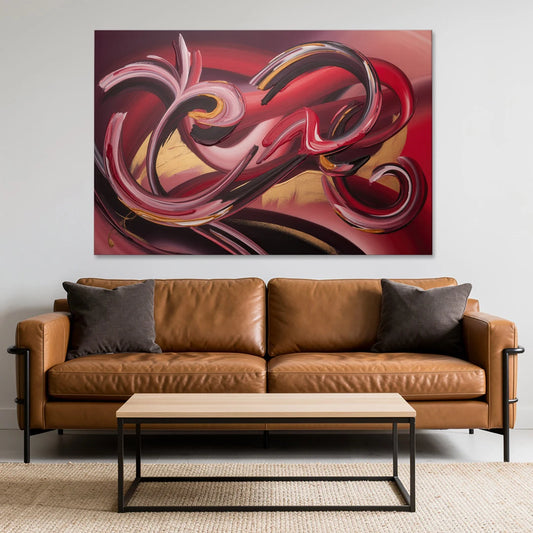 Crimson Whirlwind Red Abstract - Canvas Wall Art - Sofa - 60x40