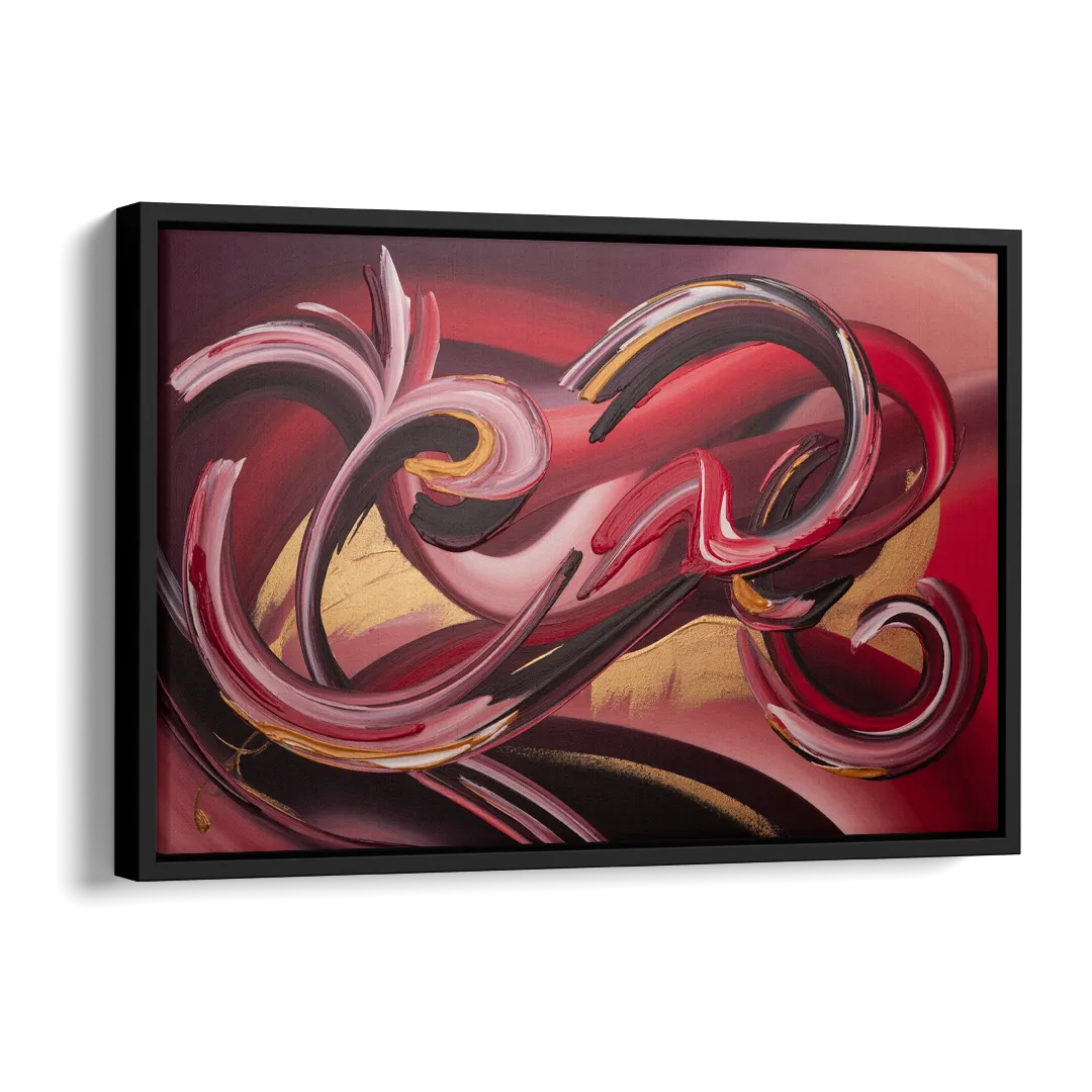 Crimson Whirlwind Red Abstract Side - Black Canvas Wall Art