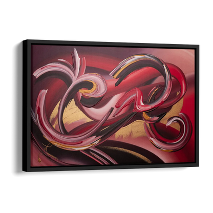 Crimson Whirlwind Red Abstract Side - Black Canvas Wall Art