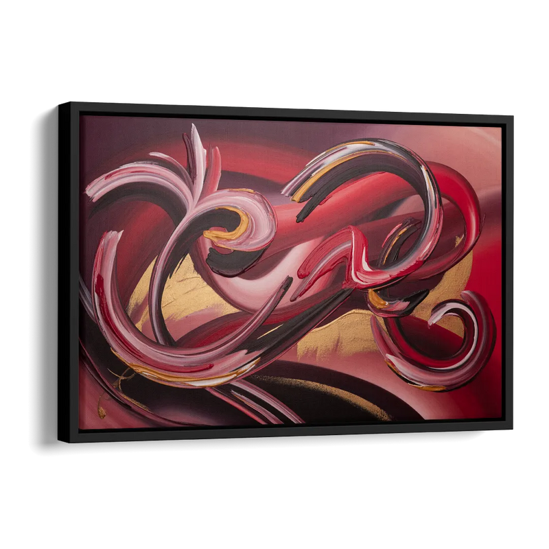 Crimson Whirlwind Red Abstract Side - Black Canvas Wall Art