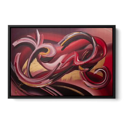 Crimson Whirlwind Red Abstract - Black Frame Canvas