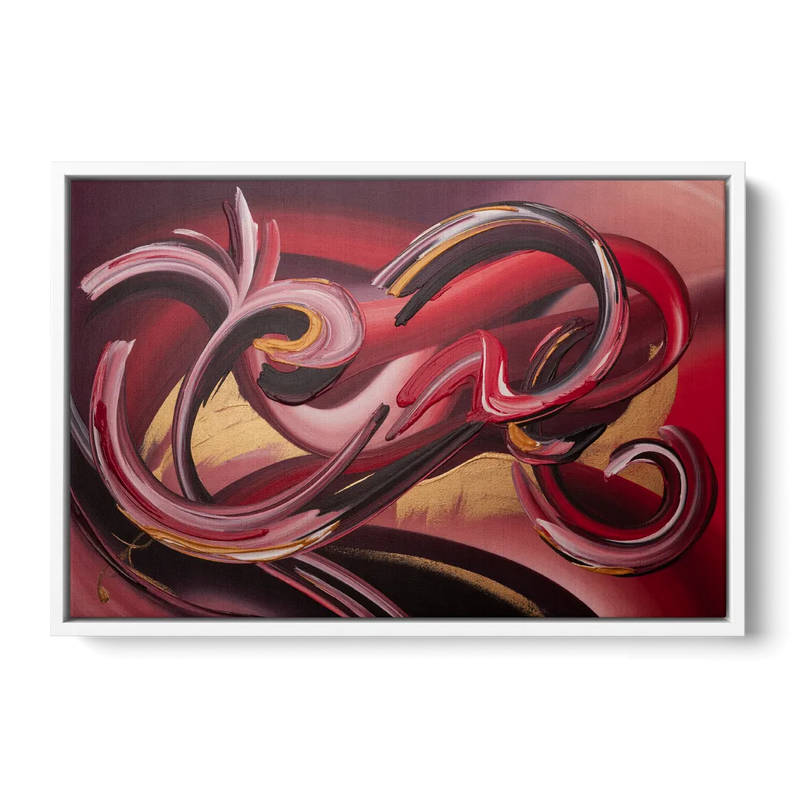 Crimson Whirlwind Red Abstract Front - White Canvas Wall Art
