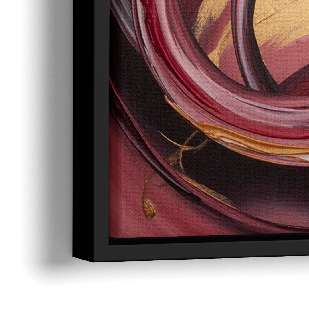 Crimson Whirlwind Red Abstract - Close-Up Black Frame Canvas