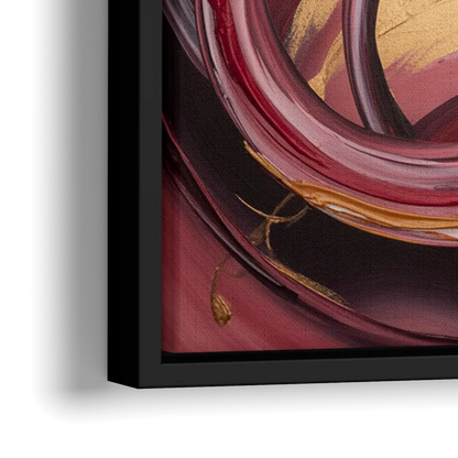 Crimson Whirlwind Red Abstract - Close-Up Black Frame Canvas
