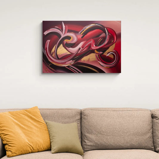 Crimson Whirlwind Red Abstract - Canvas Wall Art Living Room