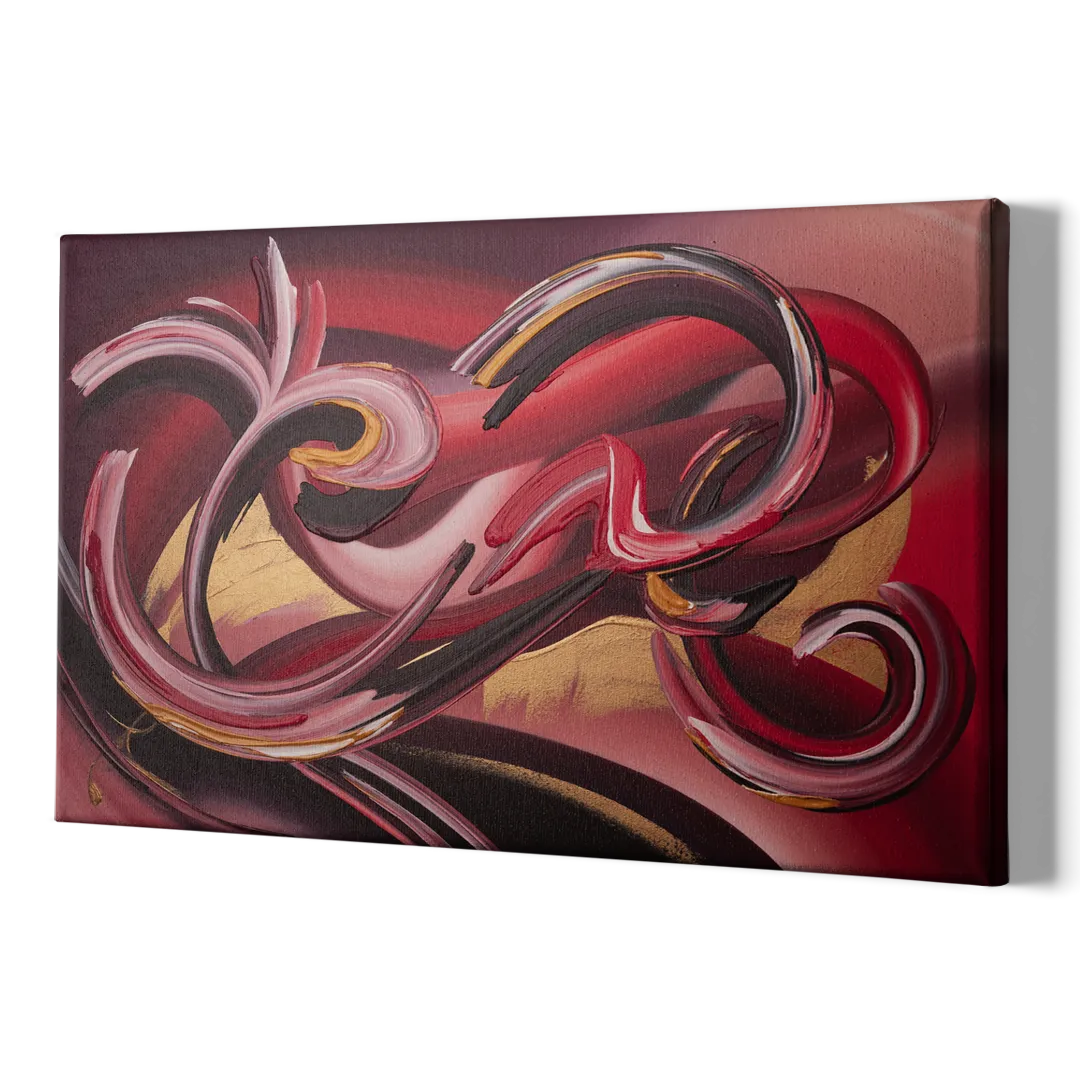 Crimson Whirlwind Red Abstract - Canvas Print Art Sides