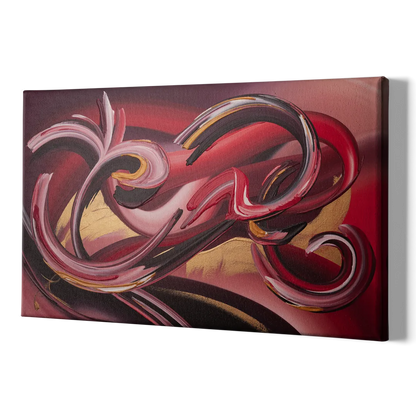 Crimson Whirlwind Red Abstract - Canvas Print Art Sides