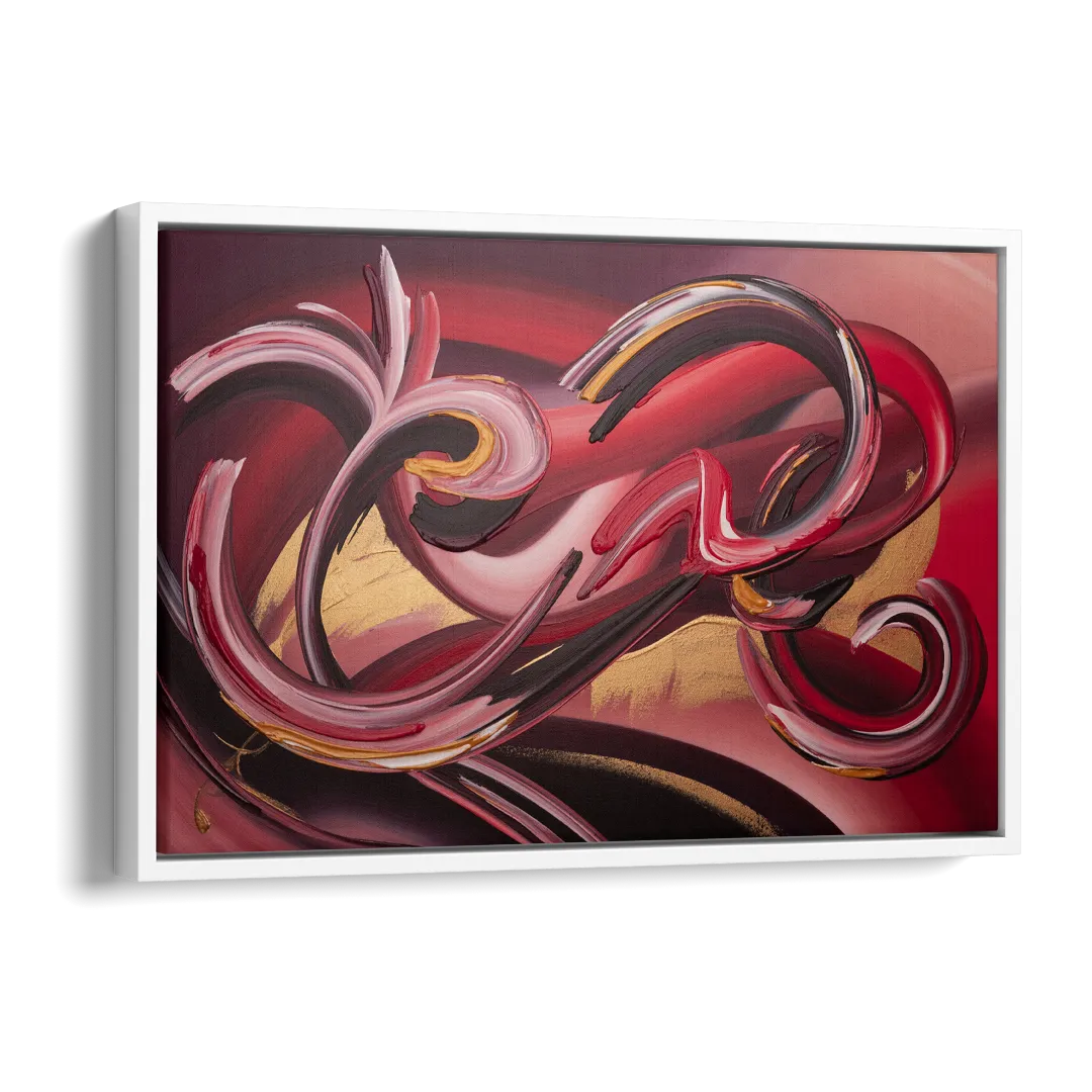 Crimson Whirlwind Red Abstract Side - White Canvas Wall Art