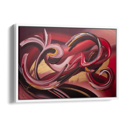 Crimson Whirlwind Red Abstract Side - White Canvas Wall Art