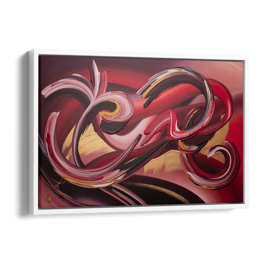 Crimson Whirlwind Red Abstract Side - White Canvas Wall Art