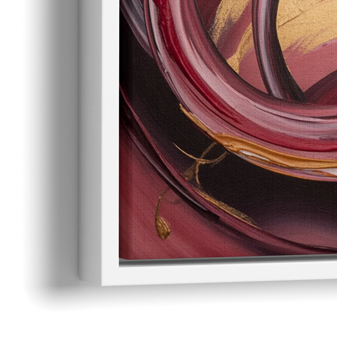 Crimson Whirlwind Red Abstract - Close-Up White Frame Canvas