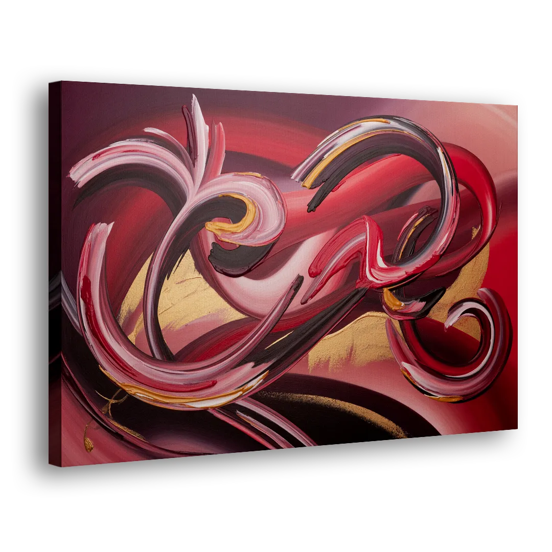 Crimson Whirlwind Red Abstract Side - Canvas Wall Art