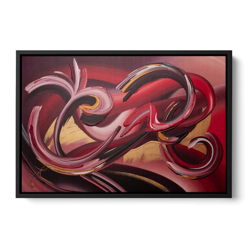 Crimson Whirlwind Red Abstract Front - Black Canvas Wall Art