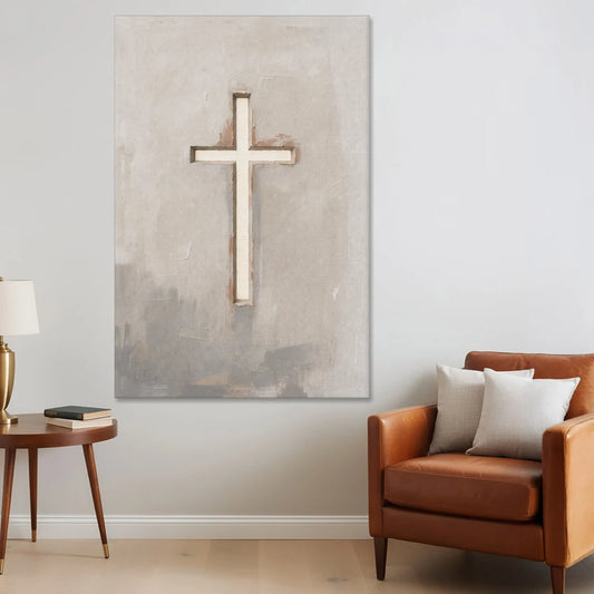 Cross Canvas Painting of Light Through Plaster - Canvas Wall Art - Sofa - 40x60