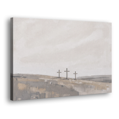 Cross Wall Art of Calvary Under a Quiet Sky - Canvas Wall Art - Side