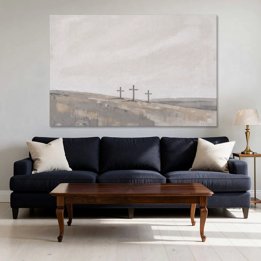 Cross Wall Art of Calvary Under a Quiet Sky - Canvas Wall Art - Sofa - 60x40