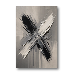 Crossed Black and White Knife Strokes for the Executive Office - Canvas Wall Art - Front