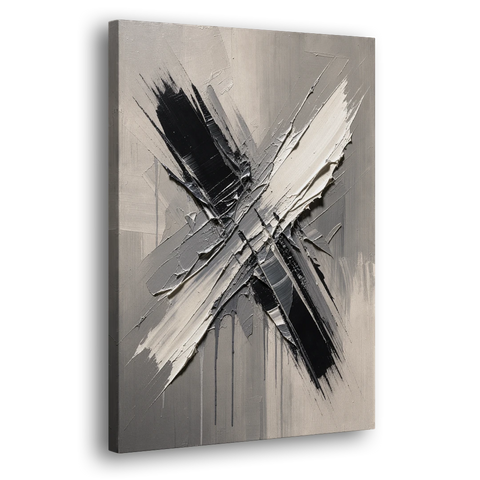 Crossed Black and White Knife Strokes for the Executive Office - Canvas Wall Art - Side