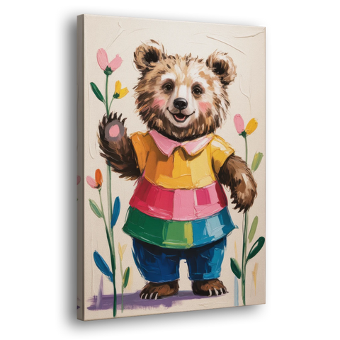 Cuddly Bear Nursery Rhyme - Canvas Wall Art - Side
