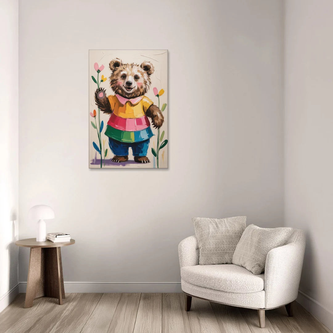 Cuddly Bear Nursery Rhyme - Canvas Wall Art - Sofa - 24x36