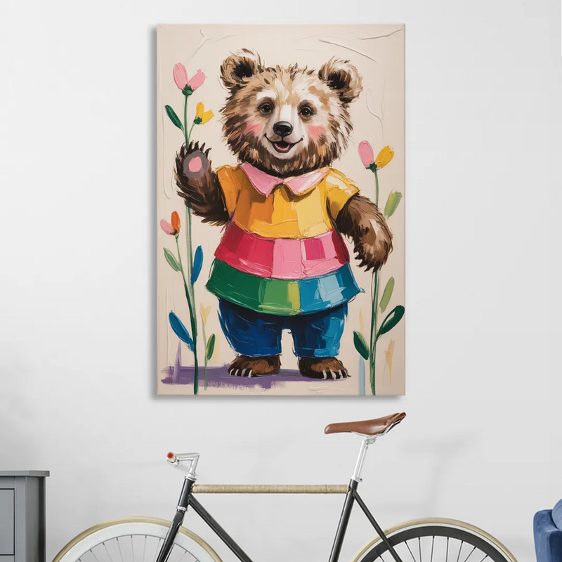 Cuddly Bear Nursery Rhyme Living Room - Canvas Wall Art