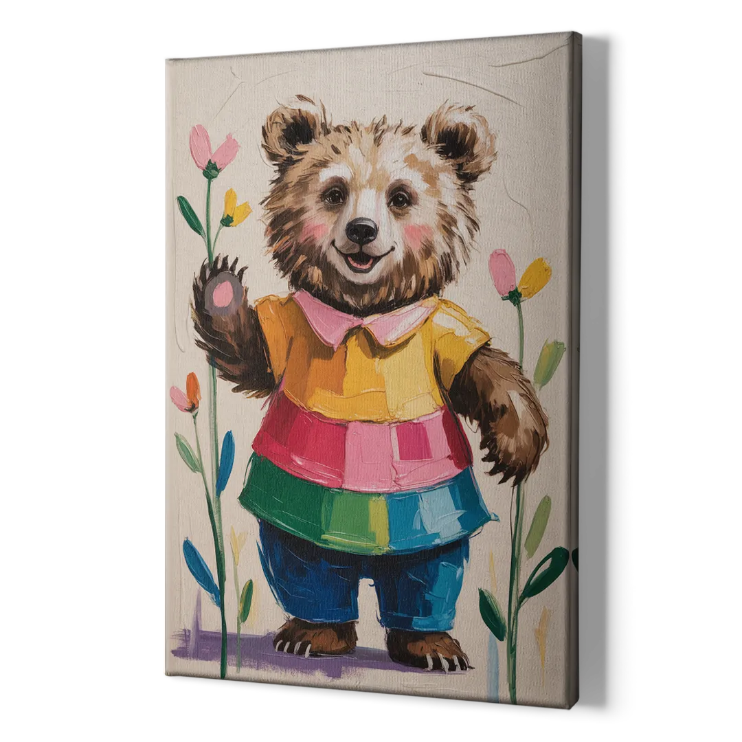 Cuddly Bear Nursery Rhyme - Canvas Print Art Sides