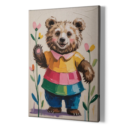 Cuddly Bear Nursery Rhyme - Canvas Print Art Sides