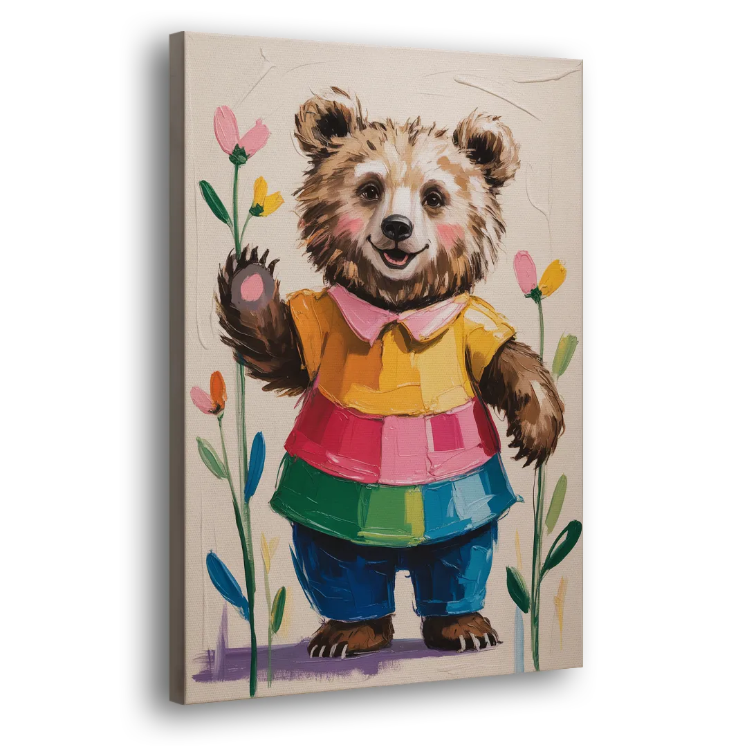 Cuddly Bear Nursery Rhyme Side - Canvas Wall Art