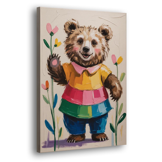 Cuddly Bear Nursery Rhyme Side - Canvas Wall Art