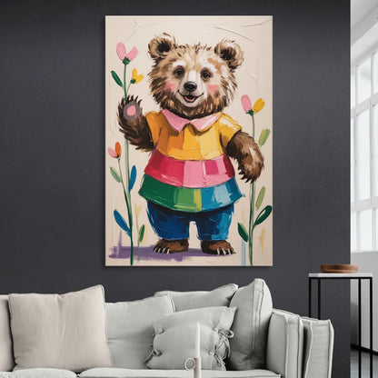 Cuddly Bear Nursery Rhyme Sitting Room - Canvas Wall Art
