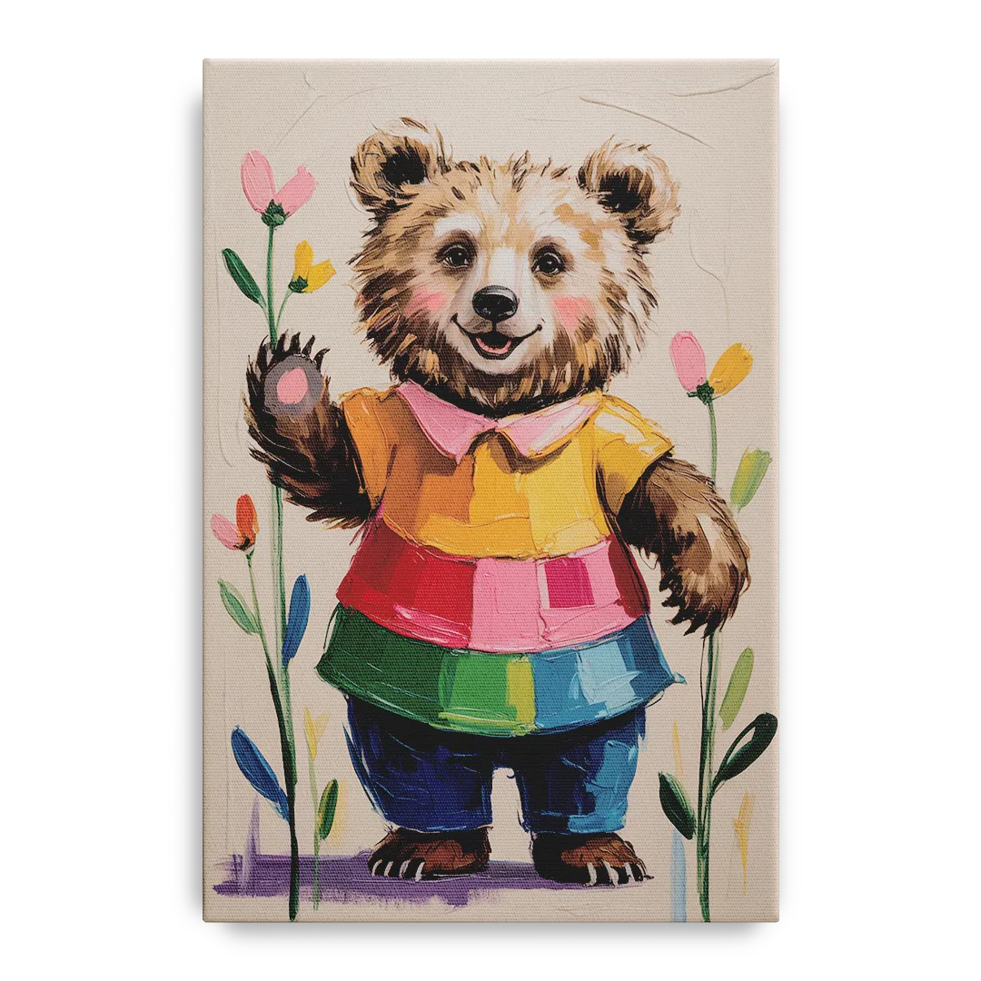 Cuddly Bear Nursery Rhyme Front - Canvas Wall Art