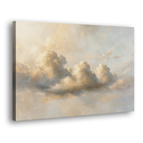 Cumulus Cloud Painting in Warm Sepia Light - Canvas Wall Art - Side