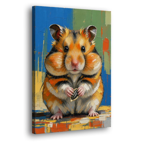 Cute Animal Wall Art of a Stuffed Cheek Hamster - Canvas Wall Art - Side