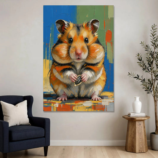 Cute Animal Wall Art of a Stuffed Cheek Hamster - Canvas Wall Art - Sofa - 40x60