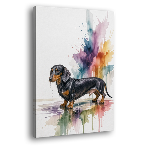 Dachshund Bathroom Wall Art Fresh from the Bath - Canvas Wall Art - Side